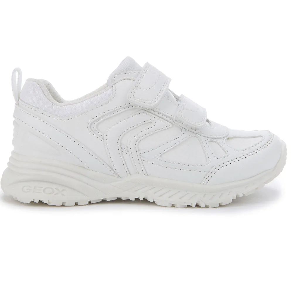 Geox J Bernie Plain All White Trainers